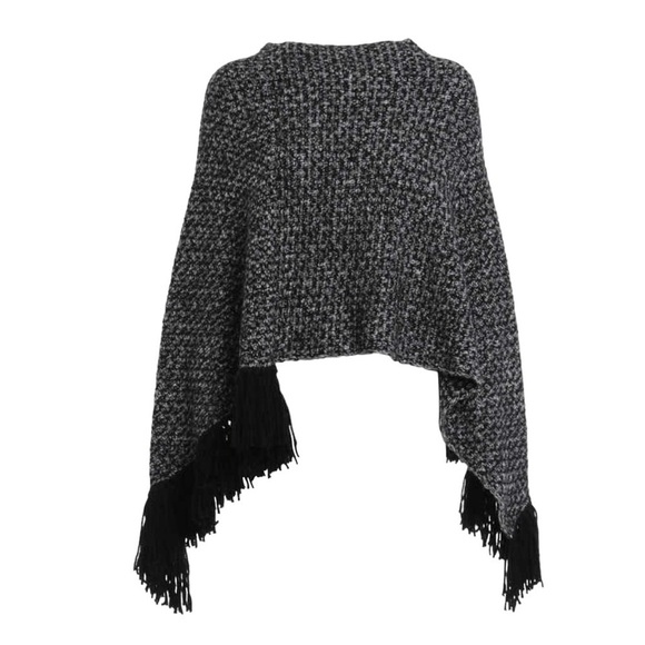 Dolce & Gabbana 100% cashmere marled grey knit fringed poncho - Picture 1 of 11